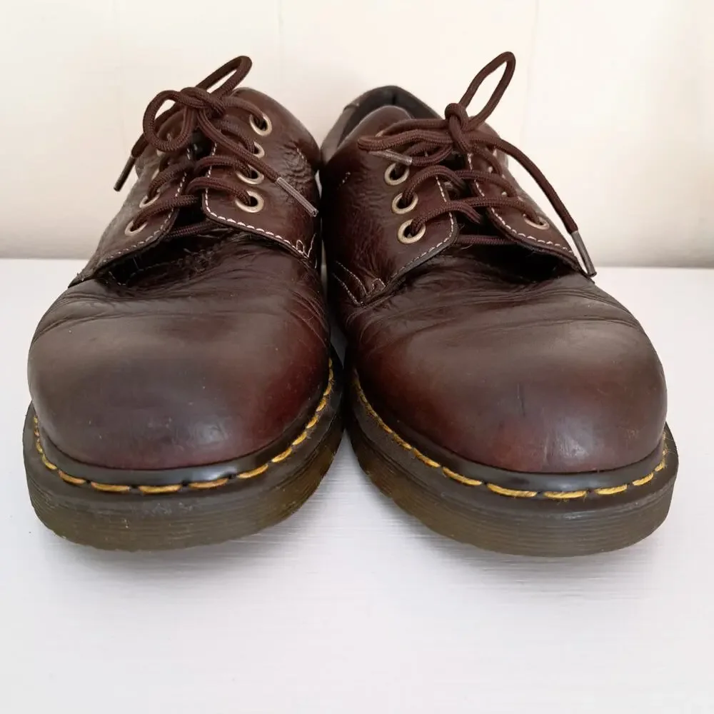 Dr. Martens Boston Brown Leather Oxfords Men's 12 AW004 Chunky Lug Sole Y2K 90s